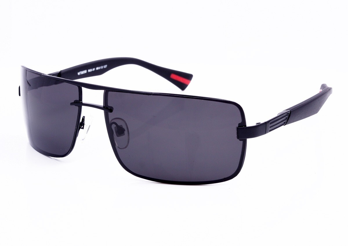 Matrix® Polarised Sunglasses Black Metal Frame Men Driving Anti-Glare Lenses
