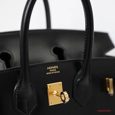Hermes Birkin Sellier Bag 25cm Black Box Gold Hardware
