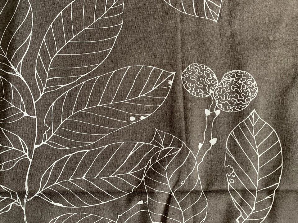 IKEA Maria Astrom 2004 gris marrón blanco hojas tapizado tela 2 yardas x 58" Foto 4 de 4