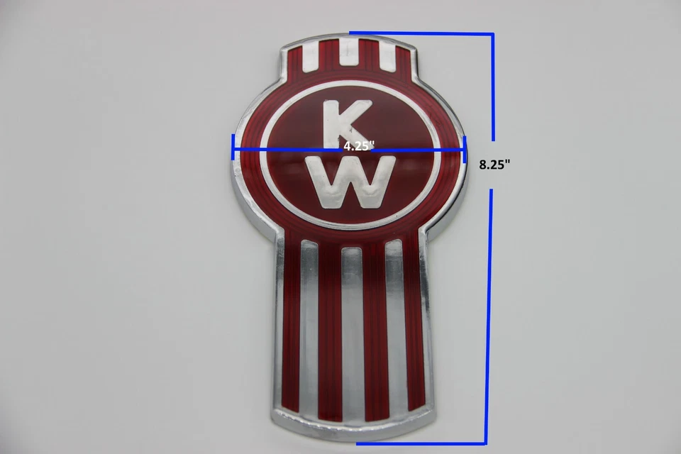 Se adapta a Kenworth Bug Hood rejilla logotipo emblema insignia cromo rojo Foto 3 de 4