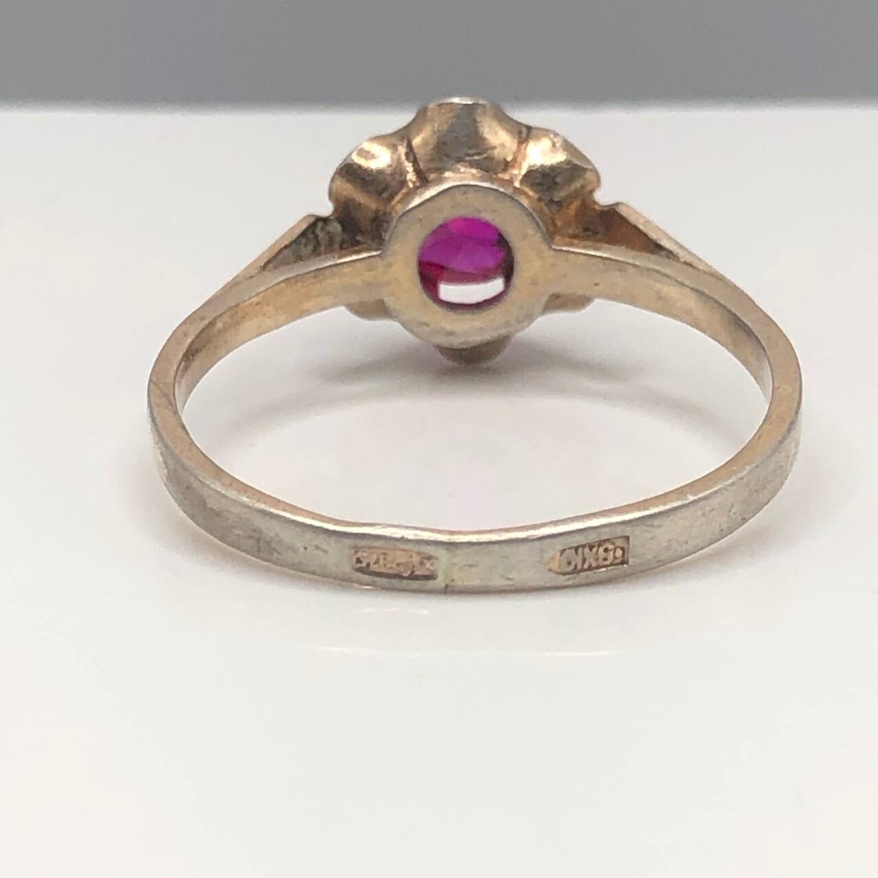 Engagement Soviet Ruby Ring Silver 875 Size 7 - image 9