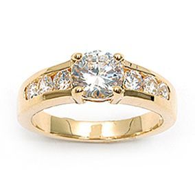 Joaillerie Dolly-Bijoux Bague T54 Sertie Diamant Cz 10mm Multifacette Plaqué Or