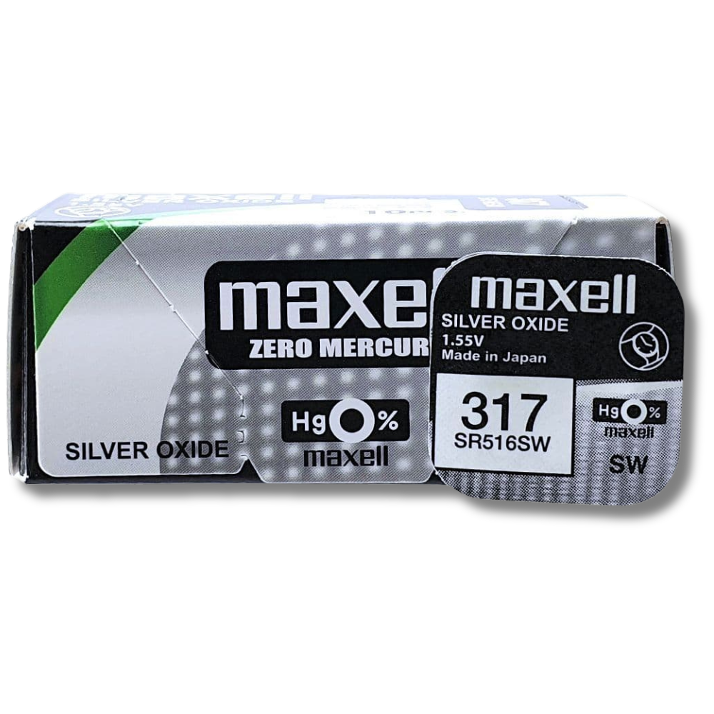 1x MAXELL 317 SR516SW Watch Battery 1.55V Cell Silver Oxide *LONG EXPIRY*
