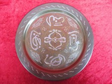 Bella, vecchio Piatto Decorativo, IN Ottone, Ramato E Placcato Argento