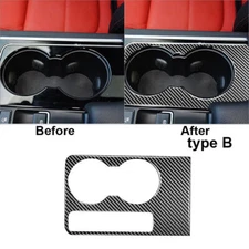 Carbon Fiber Interior Water Cup Holder Cover Trim For Jaguar F-Pace X761 Type B