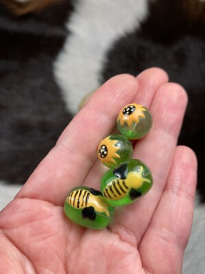 Bumble Bee Beads Glass Beads For Bracelet Making Garden 13mm Green Oval 20  pcs