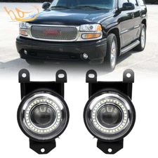 For 2000-2006 GMC Yukon/Sierra Denali LED Halo Bumper Fog Lights Projector Lamps