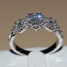 1Ct White Heart Cut CZ Engagement Wedding Ring In Solid 925 Sterling Silver