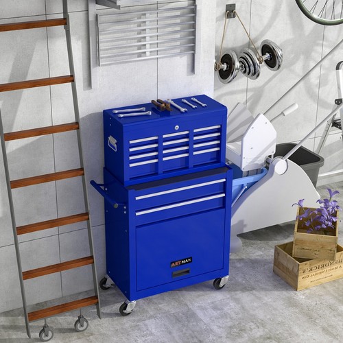 Multifunctional Rolling Tool Chest 8-Drawers Tool Storage Cabinet Tool Cart,Blue - Picture 8 of 8