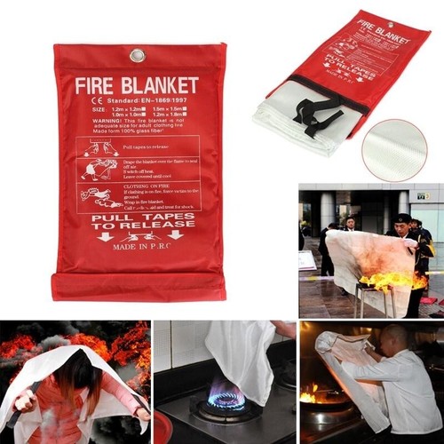 US Large Fire Blanket Fireproof For Home Kitchen Office Caravan Emergency Safety - Picture 2 of 11