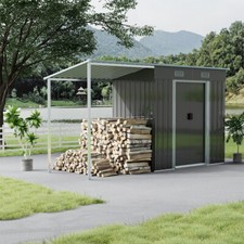 5.5x3.5FT Metal Garden Storage Shed Sliding Door Side Shelter Utility Tool House