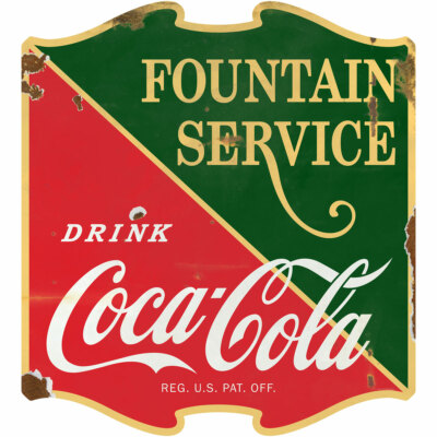 Drink Coca-Cola Fountain Service 1930s Wall Decal Distressed Officially Licensed