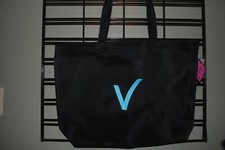 Black Weekender Tote with Blue Initial "V"