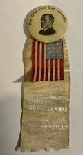WOODROW WILSON POLITICAL PIN BUTTON APPEARANCE AT CAMP GREENLEAF Ga 1918