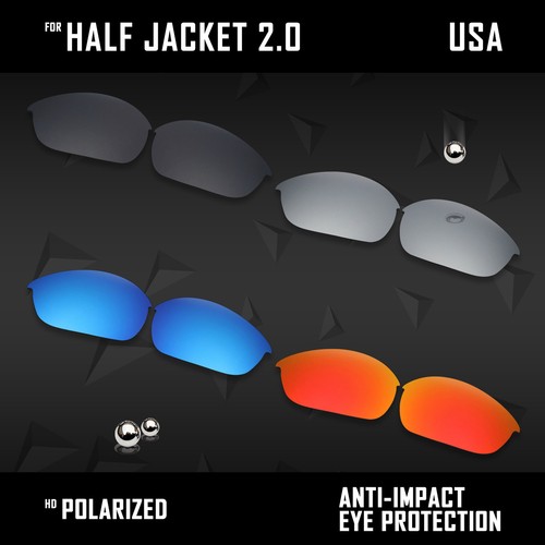 Lentes de repuesto polarizadas antiarañazos para Oakley Half Jacket 2.0 OO9144 Opt - Imagen 35 de 35