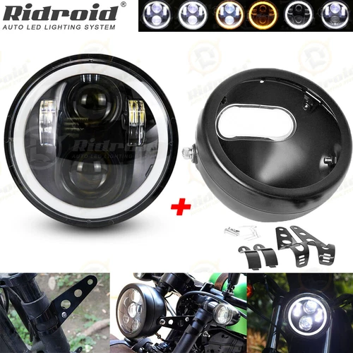 5.75" LED Headlight w/ Housing Bucket For Honda Shadow VT 600 750 1100 VTX 1300