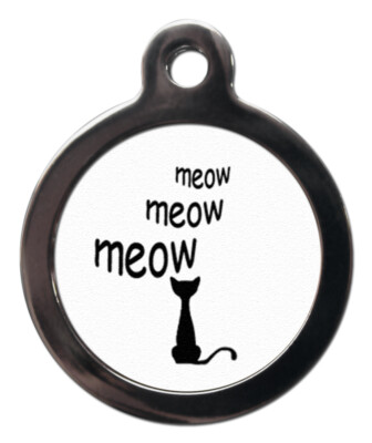 Katze Kätzchen ID-Tag - Miau Miau Spruch 24 mm Etikett Bild auf Vorderseite Info auf Rückseite