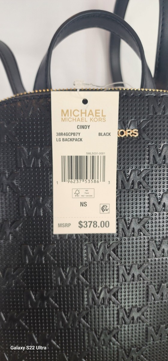 MICHAEL KORS Cindy Large Perforated Leather Backpack MK Logo