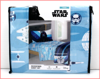 New Disney Star Wars Twin size Microfiber Sheet Set Reversible Pillowcase 3 Pc New Disney Star Wars Twin size Microfiber Sheet Set Reversible Pillowcase 3 Pc