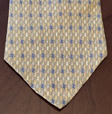 Vintage Van Heusen Gold Blue 100% Imported Silk Men’s Neck Tie Made In USA