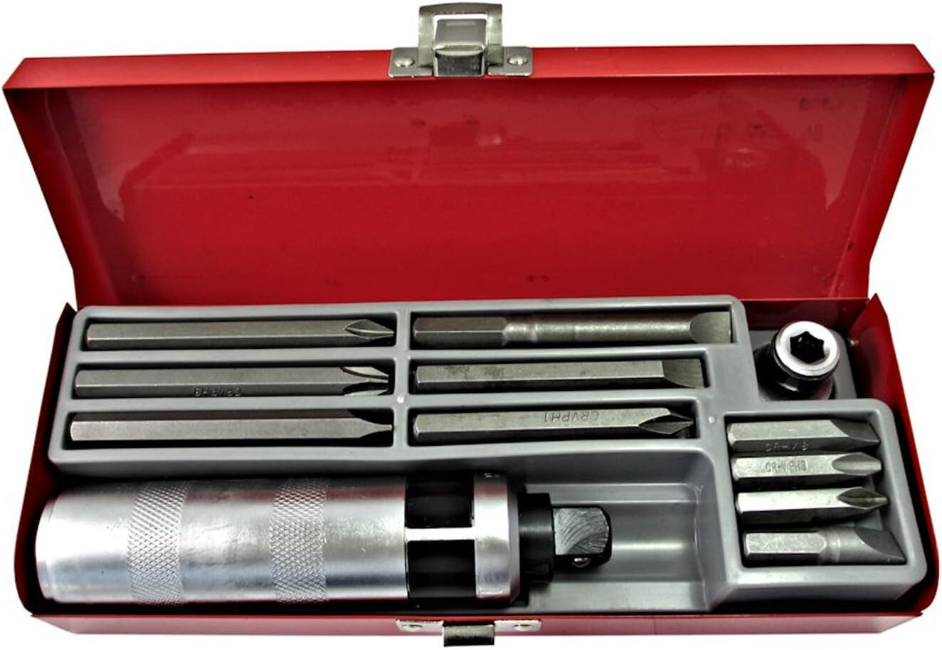 CACCIAVITE GIRAVITE IMPATTO PERCUSSIONE 12PZ REVERSIBILE CHROME VANADIO BATTERE