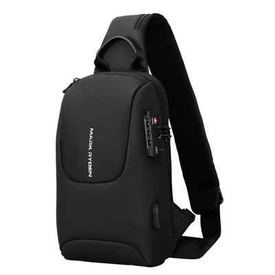 Lock Crossbody Men Bag Waterproof USB  Chest  F4U9
