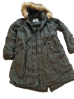 WenVen Winter Jacket Womens Large Green Long Hooded Sherpa Lined Parka Coat
