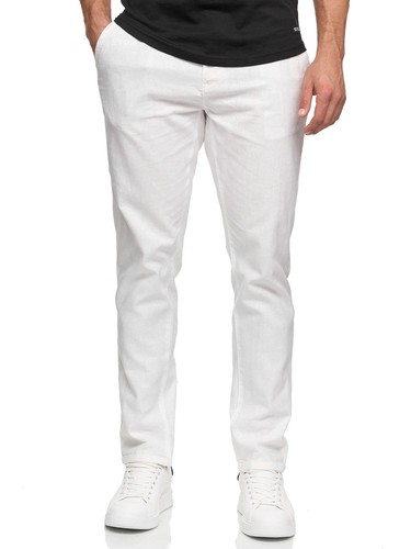 Indicode Hombre Pantalones de Lino Haverfield Pantalones de Tela Ligeros Pantalones de Verano Tela de Lino - Imagen 3 de 36