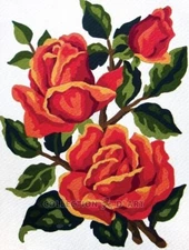"Roses" Printed Needlepoint Tapestry  Kit  3186K