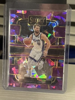2023-24 Panini Select Domantas Sabonis Purple Cracked Ice Prizms #/99 #25 Card