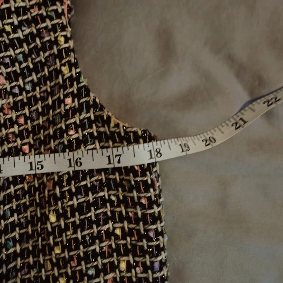 Vestido vaquero midi de tweed ABS By Allen Schwartz para mujer 10 sin mangas cuello redondo Foto 4 de 4