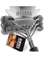 LITGRILL BBQ Grill Brush and Scraper Stainless Steel Bristle Free Grill Cleaner