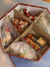 Set of Twelve 12 Various Glass Holiday Christmas Tree Ornaments w/ Box