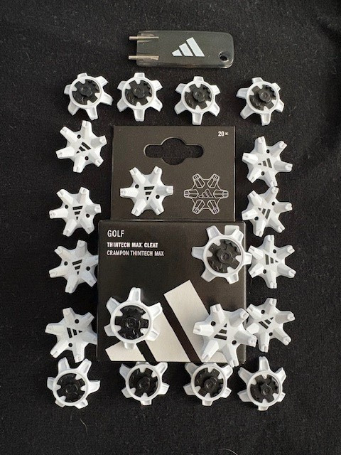 New Adidas Genuine Thintech MAX Pin White Replacement Spikes (20)+Tool FREE SHIP