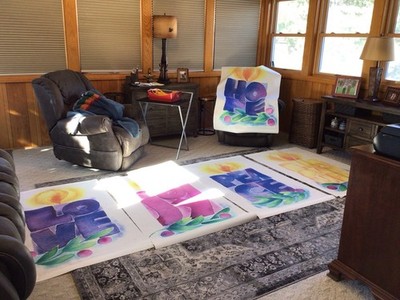 Beautiful Cloth Advent Banners Set of 5- Peace,Love, Joy, Hope ,Emanuel LN
