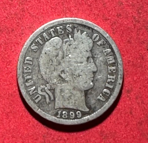 1899 US Barber SILVER Dime "Philadelphia" Mint! VG/FINE Details! Old US Coin!