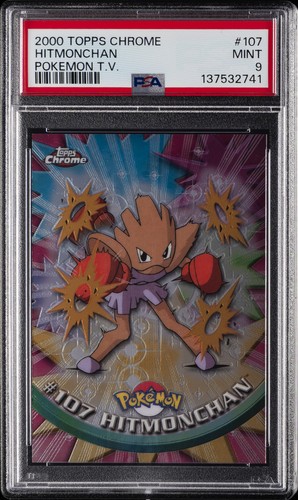 2000 TOPPS CHROME POKEMON T.V. #107 HITMONCHAN PSA 9