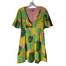 Kate Spade Cucumber Floral Swing Dress Multicolor Size 10 READ FLAW 