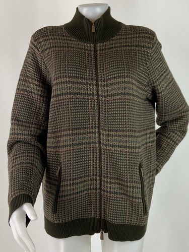 Lauren Ralph Lauren Size 1X Houndstooth Zip Front Cardigan Sweater Zip Pocket - Picture 1 of 8