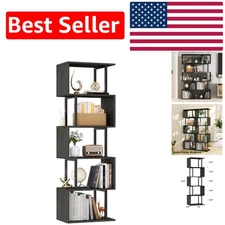 Industrial 6 Tier Geometric Bookcase - Book, Plant & Display Storage Organizer