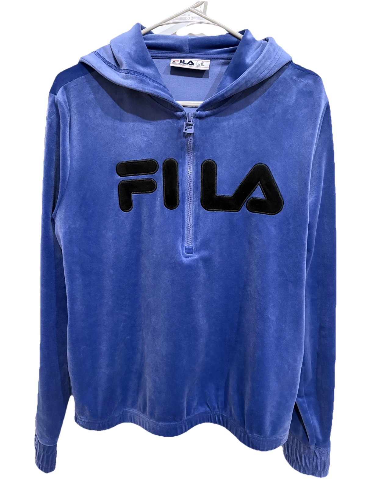 Felpa donna Fila in velluto con cappuccio e zip quarto taglia media