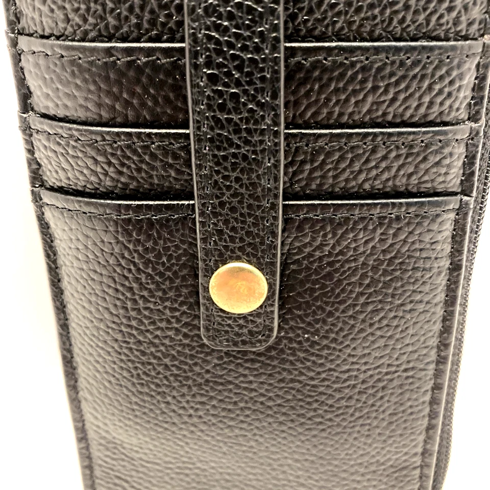 Cartera Lodis Pila Tarjetas de Crédito Cuero Guijarro Negro Bolsillo con Cremallera Plano 7.25"x3" Foto 3 de 4