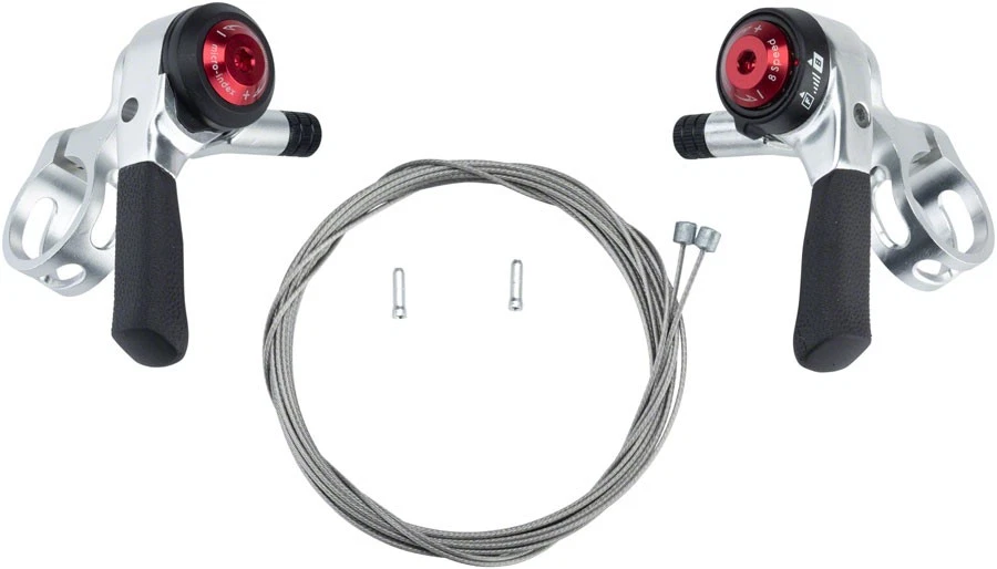 Juego de palanca de cambios de pulgar microSHIFT, 8 velocidades, doble/triple, compatible, plateado Foto 2 de 2