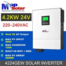 NEW! dual AC output 4200W 48v 230V V MPP solar inverter 120A MPPT PV 500V BMS