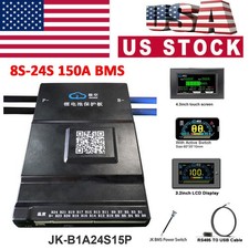 JK 8S-24S 150A Smart BMS Active Balancer LiFePo4 Li-ion Battery BT/RS485 lot US