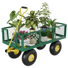 500 Lbs Garden Wagon 2-in-1 Steel Garden Cart with 10 Inch All-Terrain Tires