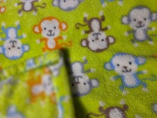 Baby Gear Blanket Monkeys Brown Blue Orange Green Soft Plush Lovey