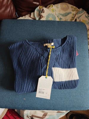 White Stuff Organic Cotton Una Striped t Jumper Blue White Pink ,UK 18