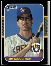 1987 Donruss #495 Jim Adduci Milwaukee Brewers Rookie