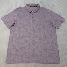 Travis Mathew Polo Shirt Mens 2XL Purple AOP floral Casual Golf Performance